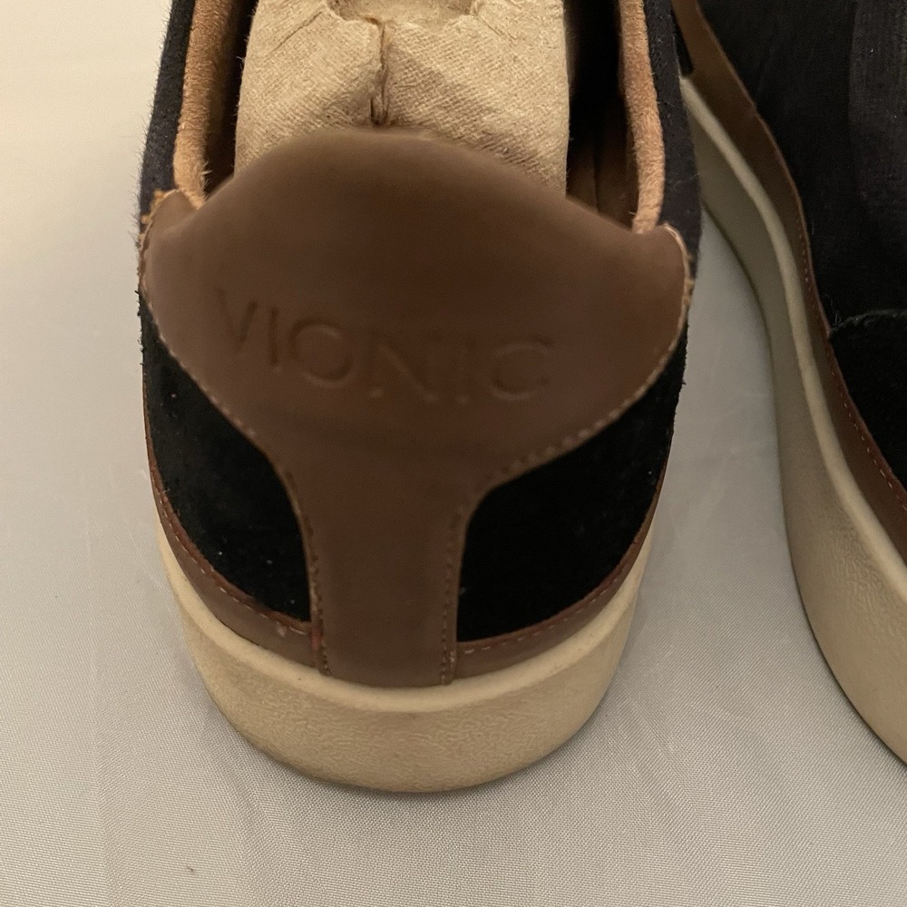 Vionic Shoes Woman's Size 8 Mayra Suede Leather Canvas Black , Side Zip & Lace - Picture 4 of 8